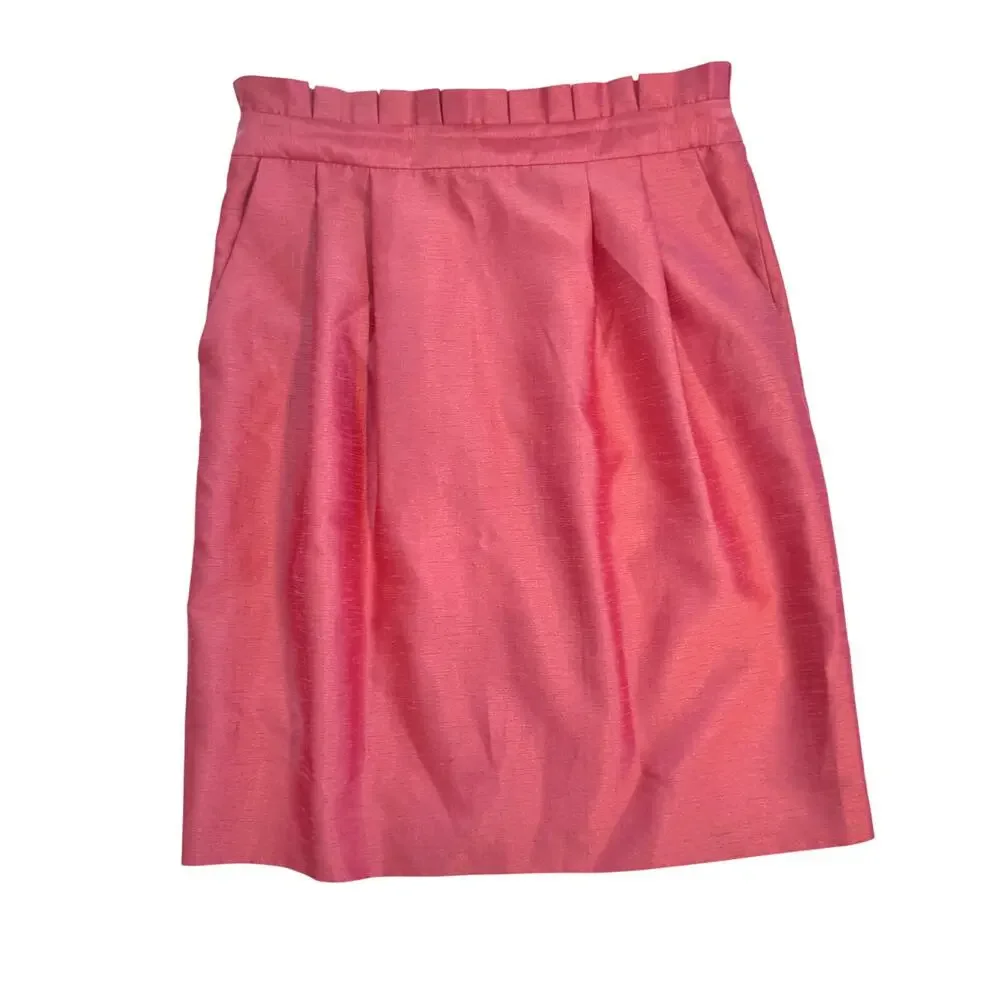 Alice + Olivia Toni Paper-Bag Skirt Satin Pink Women’s 8 Pencil Office Barbie - Picture 3 of 16